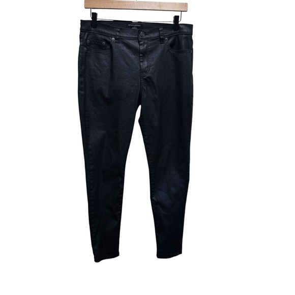 Banana Republic Black Denim Coated Denim Skinny Jeans Size 29 8 Petite - Picture 1 of 10